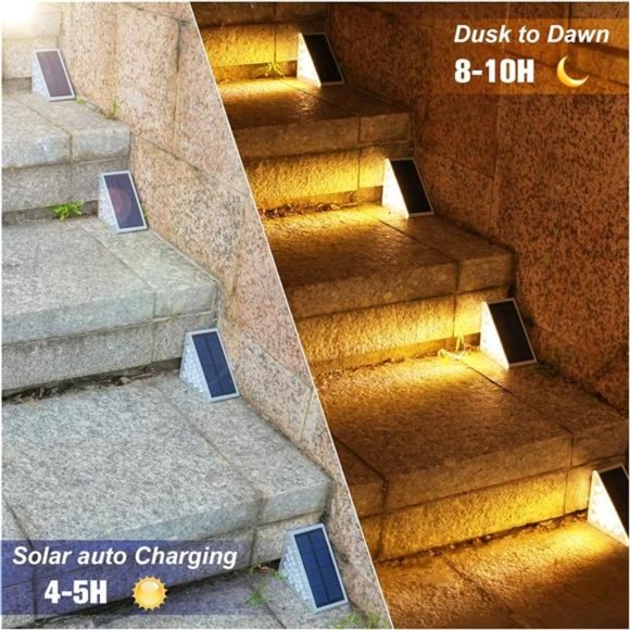 Solar Stair Lights 6 Pack, Solar Step Lights Outdoor Waterproof IP67, Outdoor - Picture 2 of 7